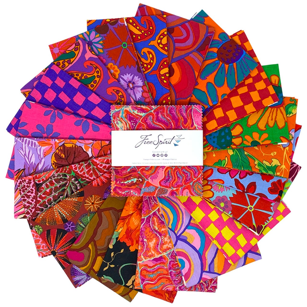 Kaffe Fassett 5" Square Pack (Charm Pack) in 2024 Hot by Kaffe Fassett Collective for Free Spirit (FB6CPGP.AUG24HOT)